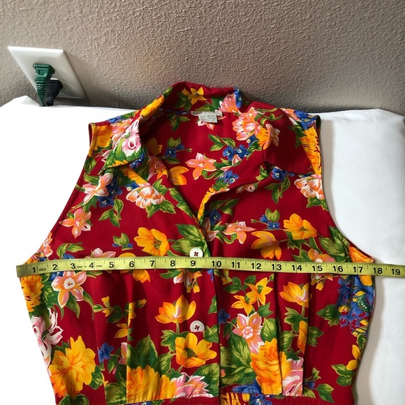BANANA REPUBLIC Vintage Made Hong Kong Collar Pockets Button Down Floral Dress 8 - Picture 10 of 14